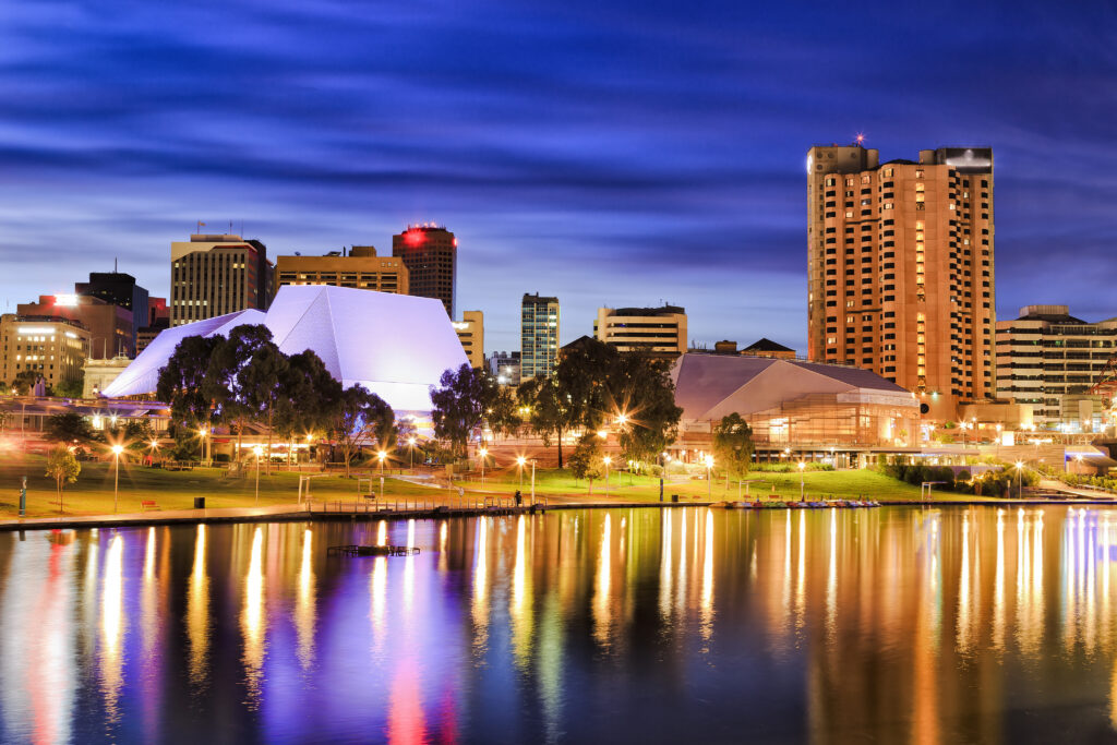 Adelaide city at dusk