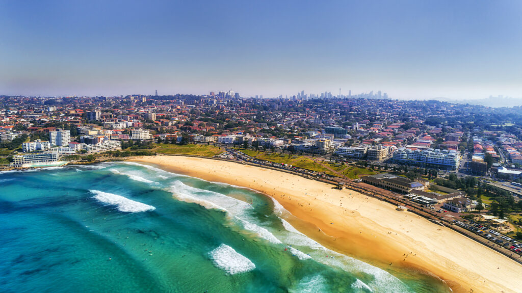 Aerial view of Bondi Beach, Sydney Australia